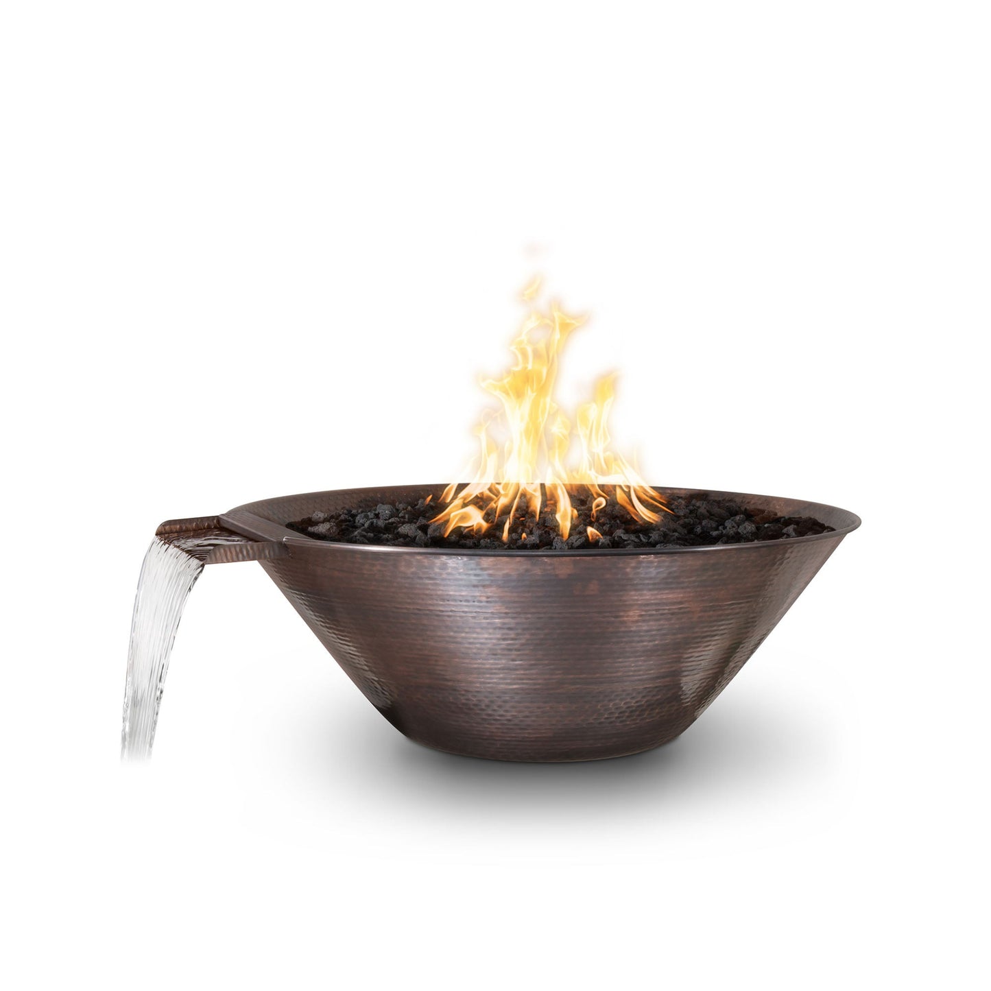 The Outdoor Plus 31" Round Remi Fire & Water Bowl- Hammered Patina Copper