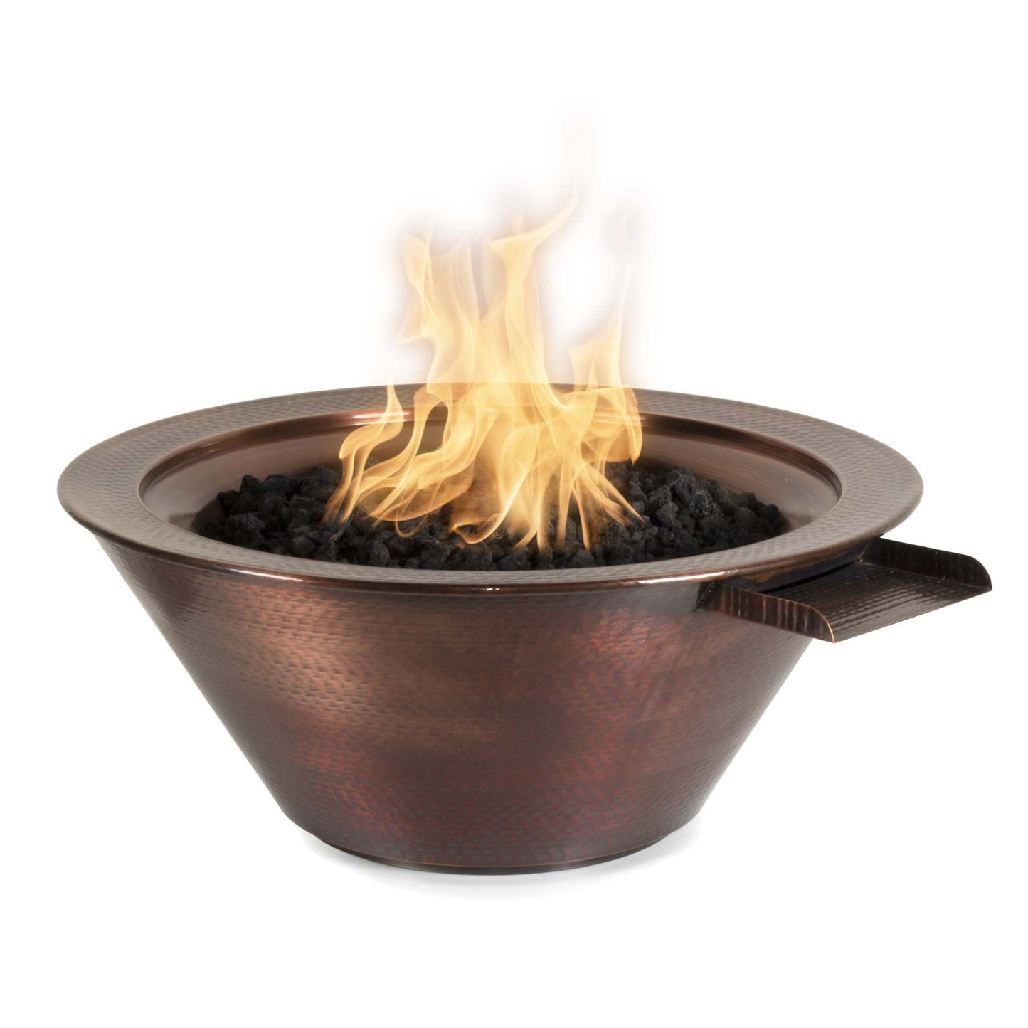 The Outdoor Plus Round Cazo Fire & Water Bowl- Hammered Patina Copper