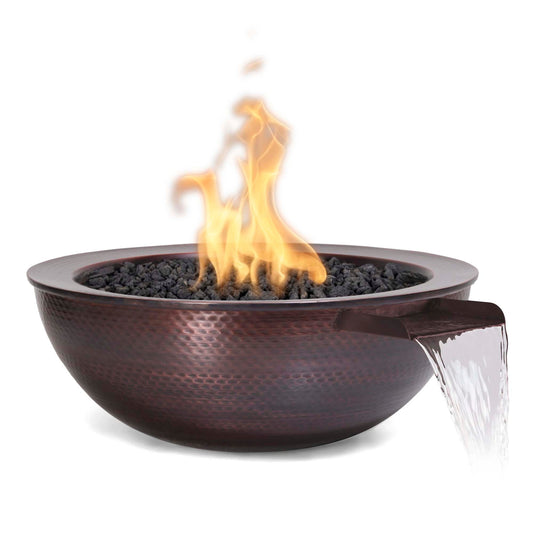 The Outdoor Plus 27" Round Sedona Fire & Water Bowl- Hammered Patina Copper